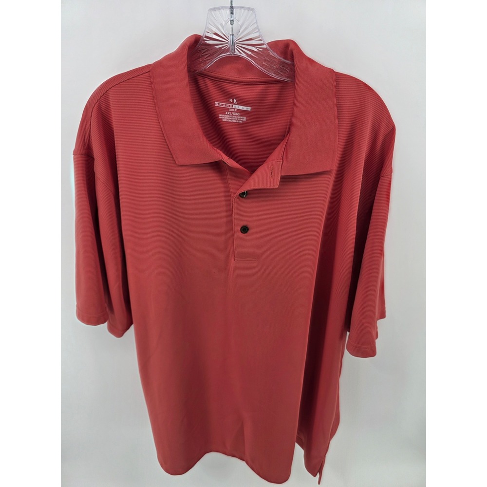 Grand Slam Golf Mens XXL Polo Shirt Short Sleeve Ribbed Textured Orange Red